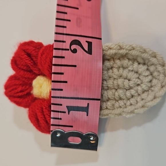 Hand Crafted Handmade Crochet Hair Clip Hand knit Puffy Red Flower Snap Clip 3" - Picture 16 of 17